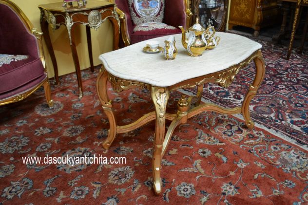 Tavolino da salotto dorato stile Rocaille - Foto 8