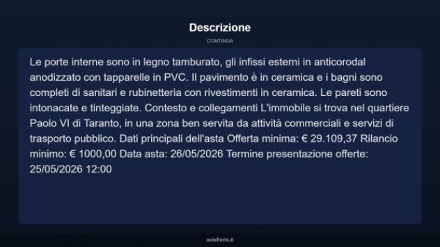 Immobile in asta di 118 m² con più di 5 locali in vendita a Taranto - Foto 4