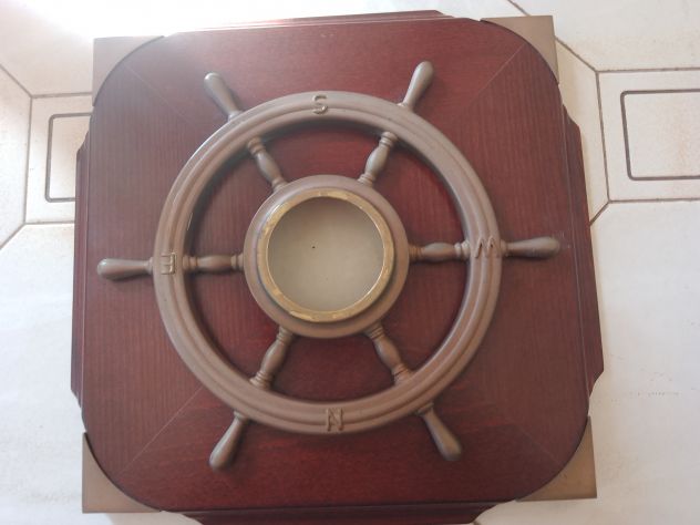 Scultura Antica Nautica Timone Mogano Bronzo - Foto 2