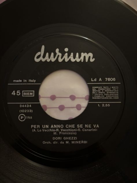 VINILE RARO 45:DORI GHEZZI”CASATSCHOK”-“PER UN ANNO CHE SE NE VA”1’STA - Foto 8
