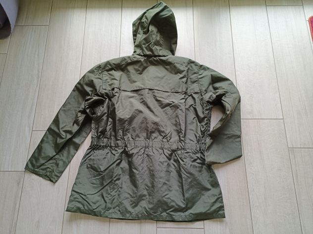 Kway cerata militare verde, con cappuccio, Cerniera frontale - Foto 2