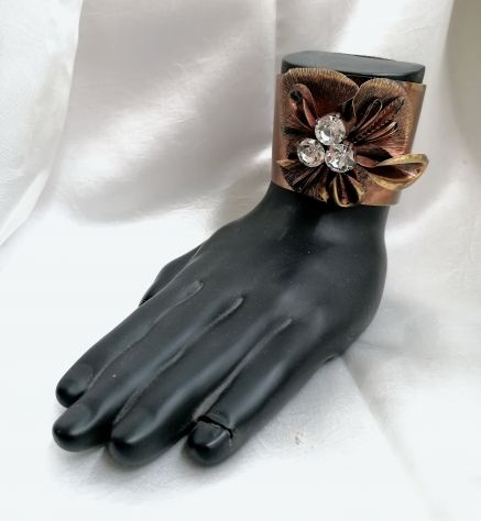 ANTICO BELLISSIMO BRACCIALE BIJOUX IN RAME E STRASS AUTENTICO EPOCA 1950. - Foto 4