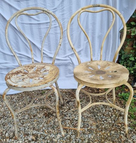 4 rare sedie in ferro da giardino,Liberty fine 1800, Franci Siena-Corcos