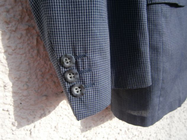 Giacca sartoriale estiva "Wash and Wear"misto cotone - 54 quadretti blu/ bianco - Foto 7
