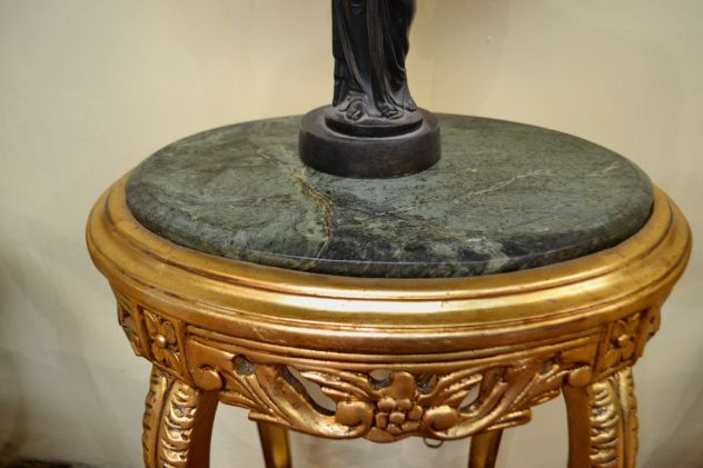 Tavolino ovale dorato stile Barocco con piano in marmo - Foto 5