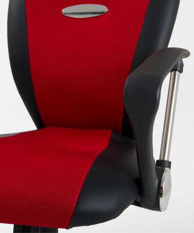 POLTRONA UFFICIO ERGONOMICA GIREVOLE IN MESH/ECOPELLE NERO ROSSO - DIREZIONALE MODELLO SLASH - NUOVA - Foto 3