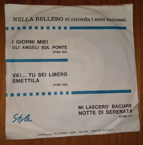 Disco a 45 giri di Nella Bellero del 1965. - Foto 2