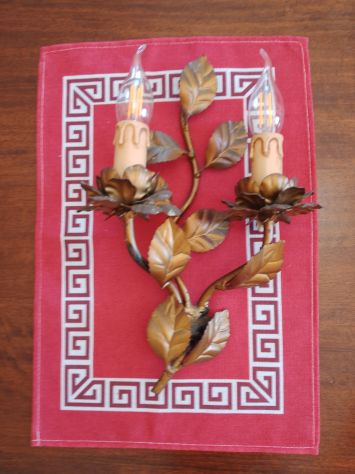 Coppia Applique da Parete 2 Luci Antiche Vintage con Lampadine - Foto 3