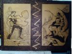QUADRO MODERNO SU TAVOLETTA DI LEGNO AD INTARSIO