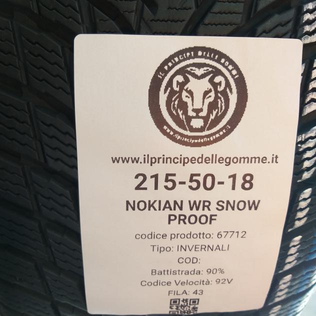 4 GOMME 215 50 18 NOKIAN A67712 - Foto 2