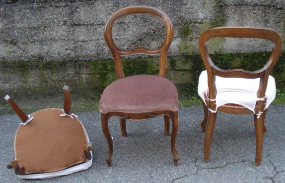 Sedie in legno con seduta in tessuto