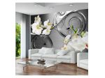 Fotomurale Adesivo Fiori Eleganti Sfondo Grigio ARREDALACASA