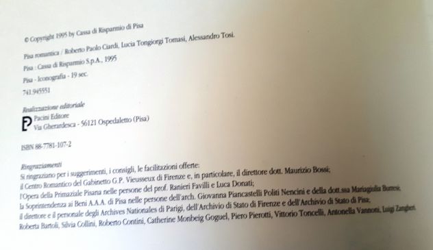 PISA ROMANTICA, CIARDI-TOSI-TONGIORGI TOMASI. Cassa di Risparmio di Pisa 1995. - Foto 3