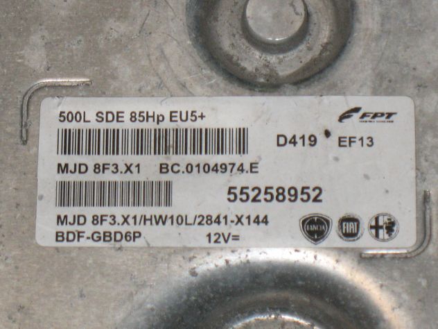 55258952 ECU CENTRALINA FIAT 500 85HP HW10L MJD 8F3.X1 FPT 55258952 - Foto 2