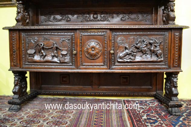 Credenza doppio corpo del XX secolo stile Neorinascimentale - Foto 8