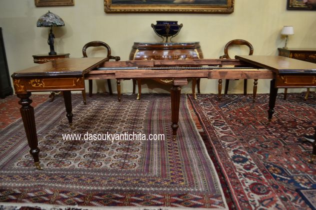 Tavolo da pranzo-riunioni intarsiato stile inglese allungabile fino a 232 cm. - Foto 5