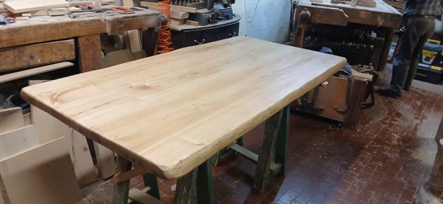 Tavolo piano in legno di Castagno 170 x 90 x 5 cm - Foto 2