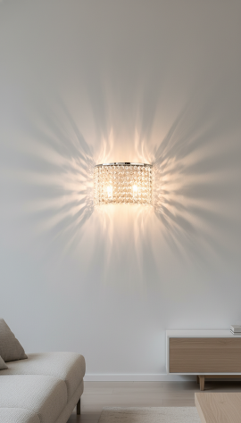 Lampada moderna con cristalli pendenti