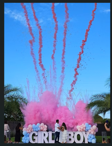 FIREWORKS SMOKE BOMBS AND SPARKS SHOW baby shower VOLCANO GENDER REVEAL - Foto 2