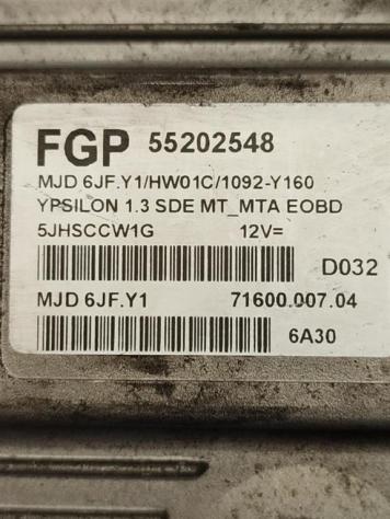 CENTRALINA MOTORE LANCIA Ypsilon 1° Serie 55202548 MJD6JFY1 199A2000 diesel 1248 (0306) - Foto 2
