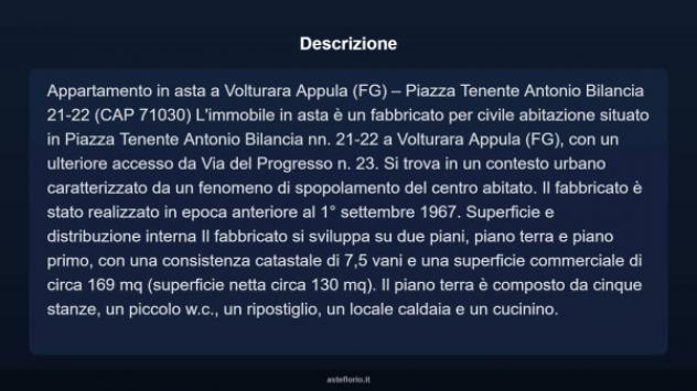 Immobile in asta di 169 m² con più di 5 locali e box auto in vendita a Volturara Appula - Foto 4