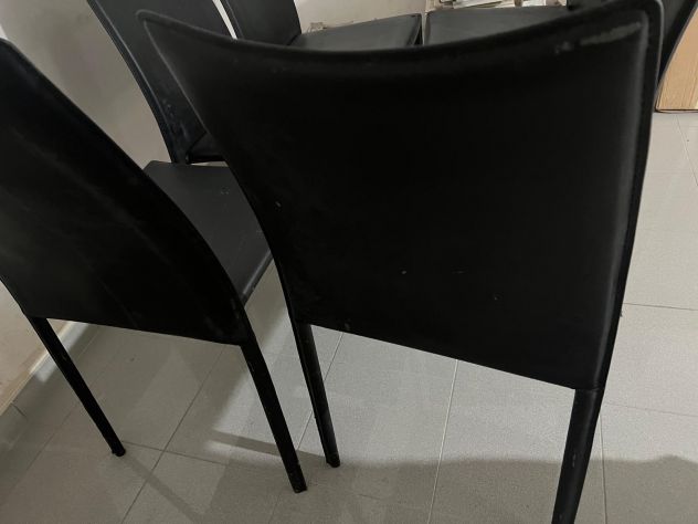 Sedie in pelle nera 6 pezzi - Foto 6