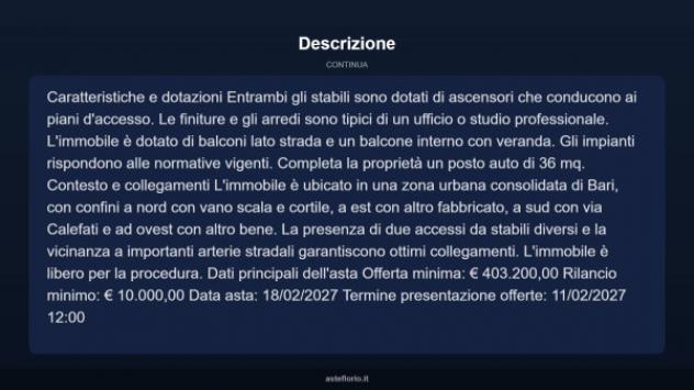 Immobile in asta di 200 m² con più di 5 locali in vendita a Bari - Foto 5