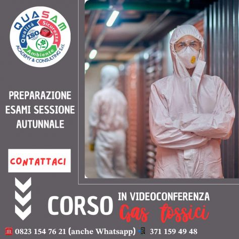 Corso gas tossici (preparazione all'esame) in videoconferenza - ITALIA