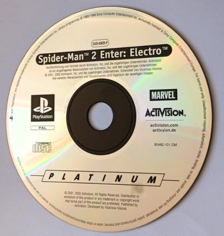 PS1 Spider-man II Enter: Electro Platinum 🇩🇪 Solo disco Testato