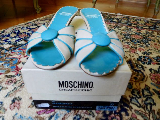 Sandali MOSCHINO Originali in pelle bianco-turchese. Perfetti! - Foto 2