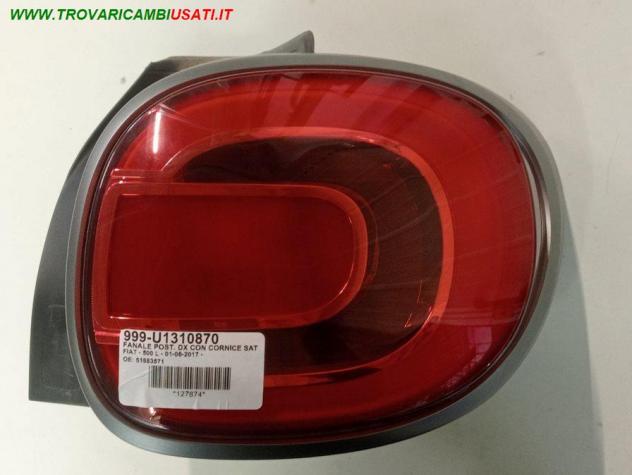 FANALE POST. DX CON CORNICE SATINATA 2017  999-U1310870 Parti elettriche  Fanaleria  Fanali  Fanale post. dx. FIAT - 500 L - 2012