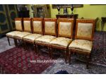 Set di sei sedie-poltrone stile olandese in tessuto damascato oro