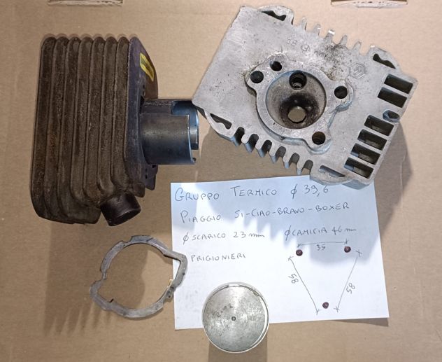 Gruppo termico cilindro d. 39,6 mm e testata originale Piaggio SI 50 cc PG - Foto 2