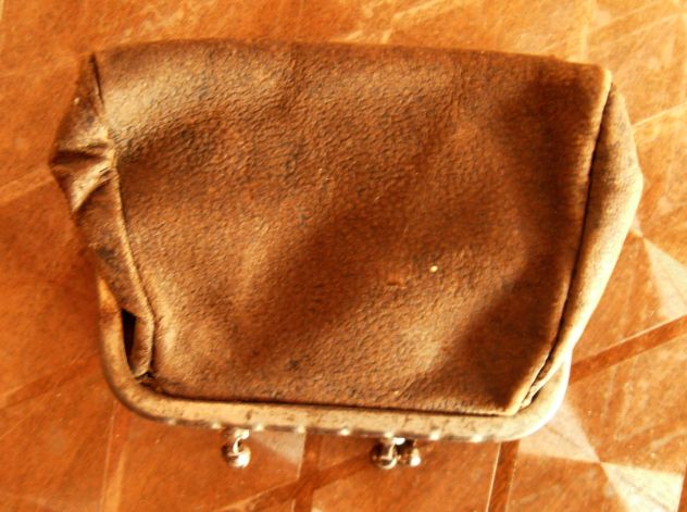 ANTICO PORTAMONETE IN FERRO CUOIO DA DONNA CON 2 SCOMPARTI - da collezione - - Foto 2
