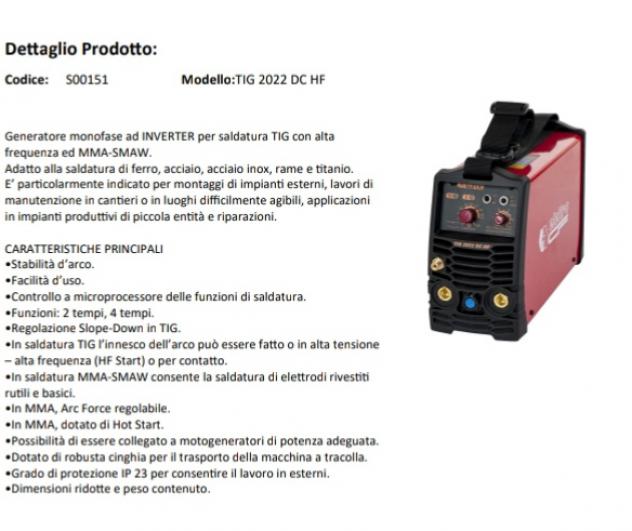 Saldatrice tig dc HF nuova Elettro CF Nuovo