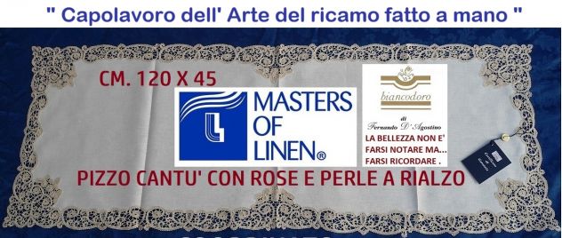Complementi arredo unici da collezione corsie fasce runner lino ricamo a mano - Foto 9