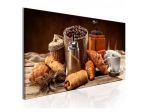 Quadro Caffè E Brioche Con Sfondo Marrone - ARREDALACASA