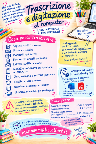 TRASCRIZIONE TESINE E DOCUMENTI AL COMPUTER