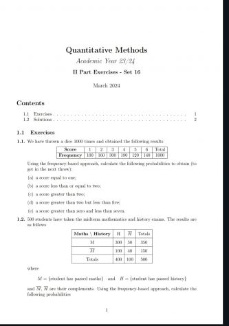 Lezioni esame quantitative methods-bocconi
