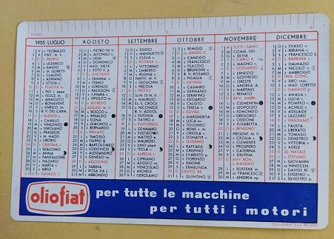 A86 - RARO CALENDARIO PUBBLICITARIO
