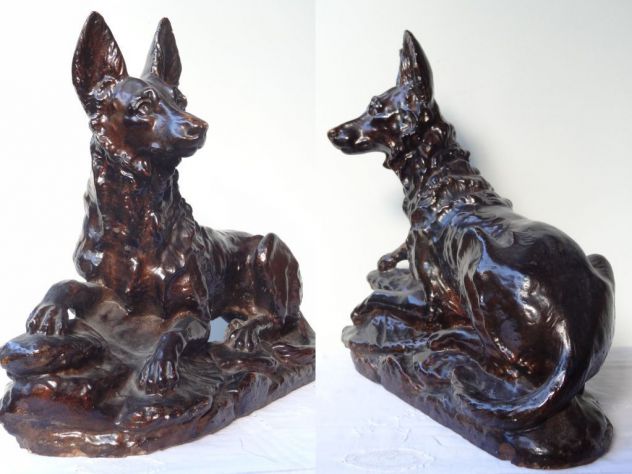 Scultura vintage di cane pastore tedesco - Foto 2