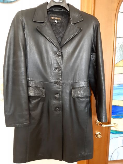 Cappotto donna in vera pelle nera Tg M