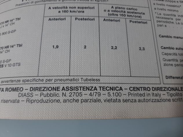 ALFA ROMEO ALFA 6 2.5 USO E MANUTENZIONE ORIGINALE - Foto 4
