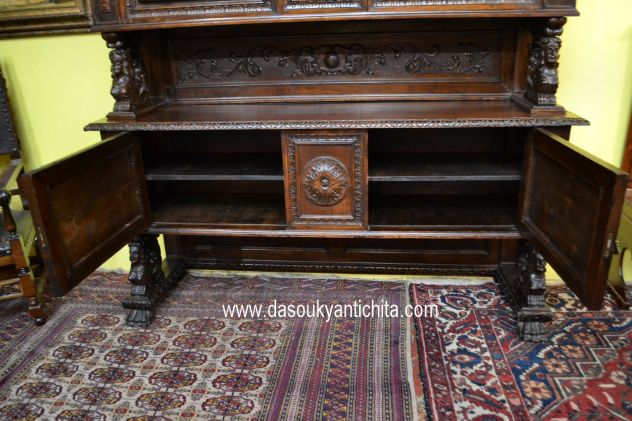 Credenza doppio corpo del XX secolo stile Neorinascimentale - Foto 5
