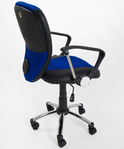 POLTRONA UFFICIO ERGONOMICA GIREVOLE IN MESH/ECOPELLE NERO BLU - DIREZIONALE MODELLO SMART - NUOVA - Foto 5