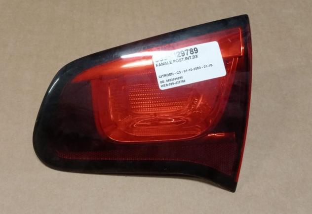 FANALE POST.INT.DX 999-U29789 Parti elettriche  Fanaleria  Fanali  Fanale post. dx. CITROEN - C3 - 01-10-2009 - 01-10-2016