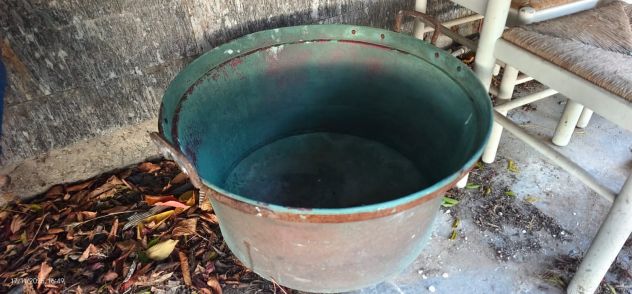 Antico Calderone in Rame Massiccio Ideale per Arredo o Uso - Foto 2