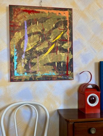 Astratto scuro con velature dorate quadro dipinto a mano - Foto 2