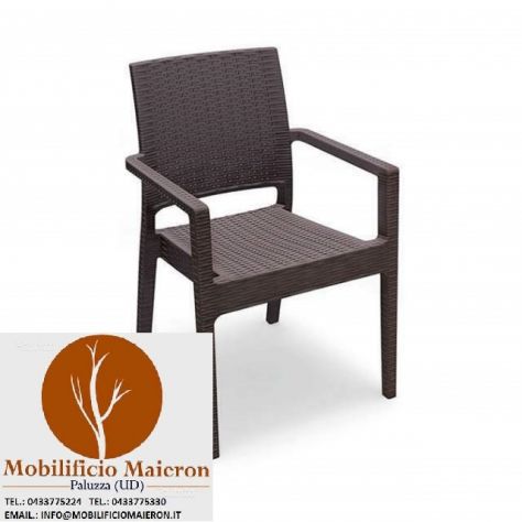 Sedie In Polipropilene Intreccio Rattan cod 8034 Color Marrone Nuove non Usate