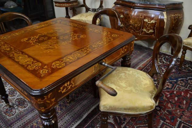 Tavolo da pranzo-riunioni intarsiato stile inglese allungabile fino a 232 cm. - Foto 2